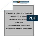 Resolucion Organizacion Curso Infantil y Primaria 20 21 C