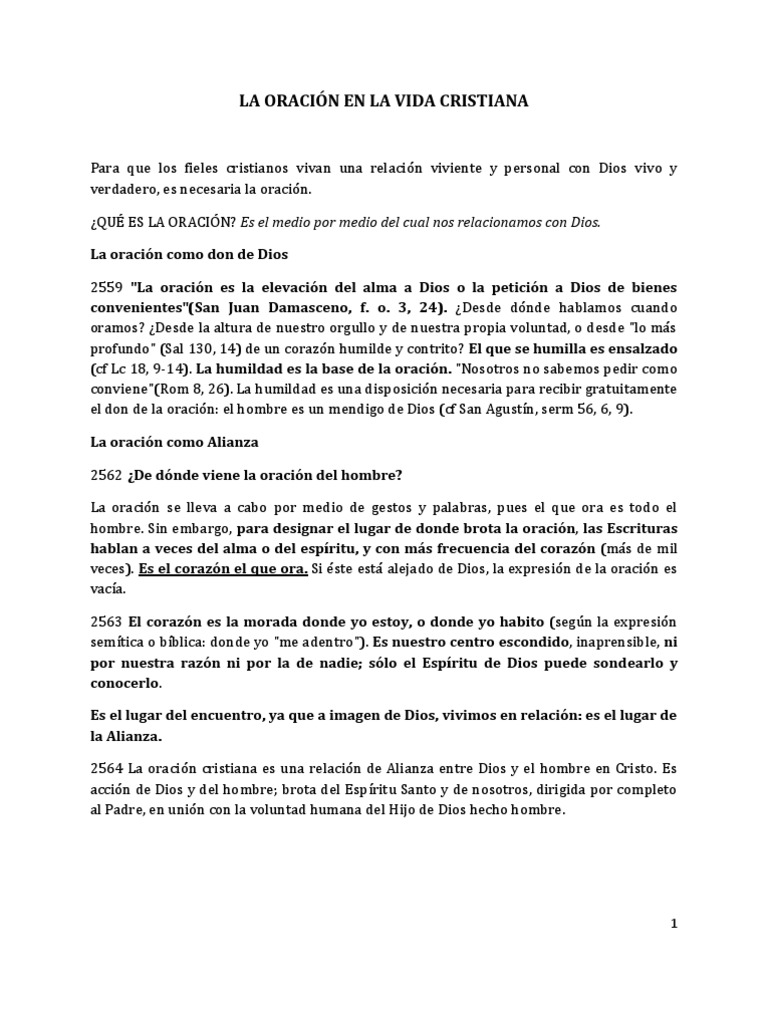 La Oración en la Vida Cristiana | PDF | Oración | Evangelio De Lucas