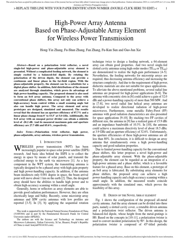 High-Power Array Antenna Based on Phase-Adjustable Elements | PDF ...