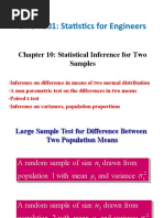 ENGR 201: Statistics For Engineers: Chapter 10: Statistical Inference For Two Samples