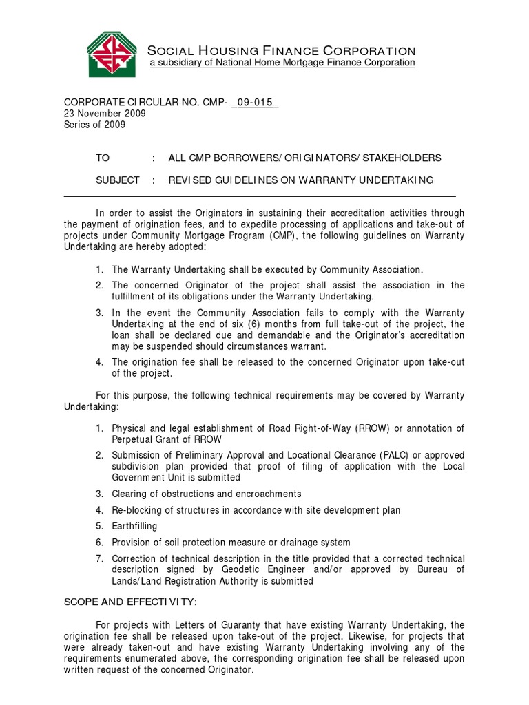 SCC15 CMP Warranty Undertaking PDF Business Law Private Law