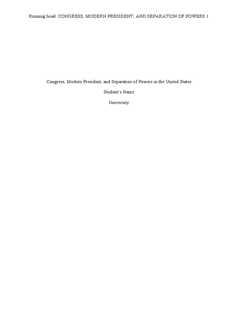 Congress Modern President and Separation of Powers | PDF | United ...