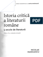 Istoria Critica A Literaturii Romane Nicolae Manolescu
