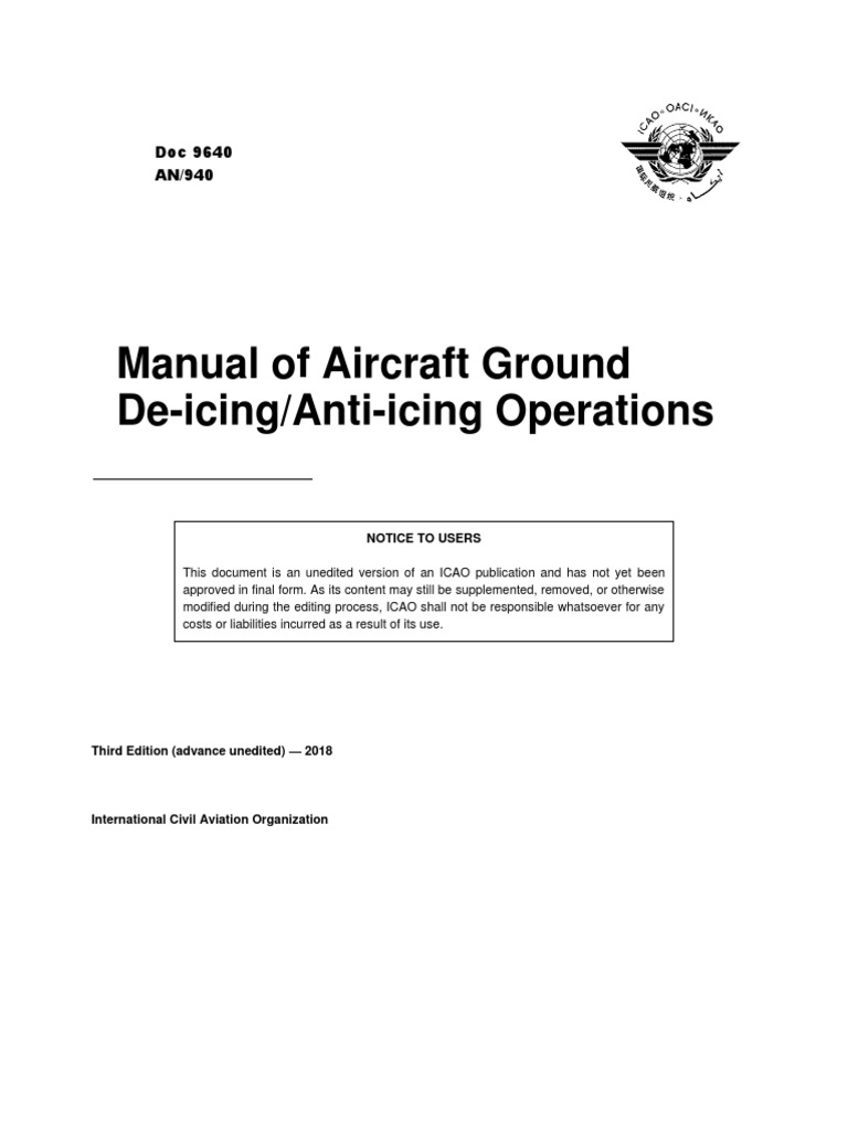 Manual of Aircraft Ground Deicing/Antiicing Operations Doc 9640 AN