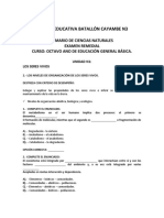 Ciencias Naturales: examen remedial de octavo grado sobre los seres vivos, la reproducción, la nutrición y el ambiente