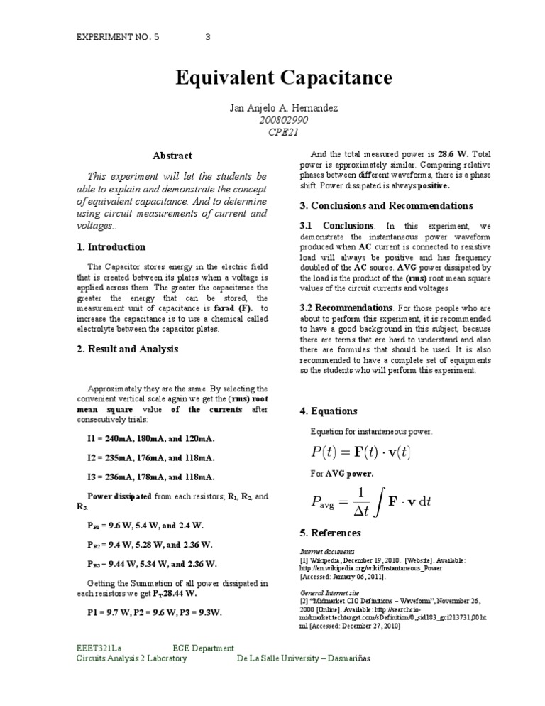 Experiment 5 | PDF | Root Mean Square | Capacitor