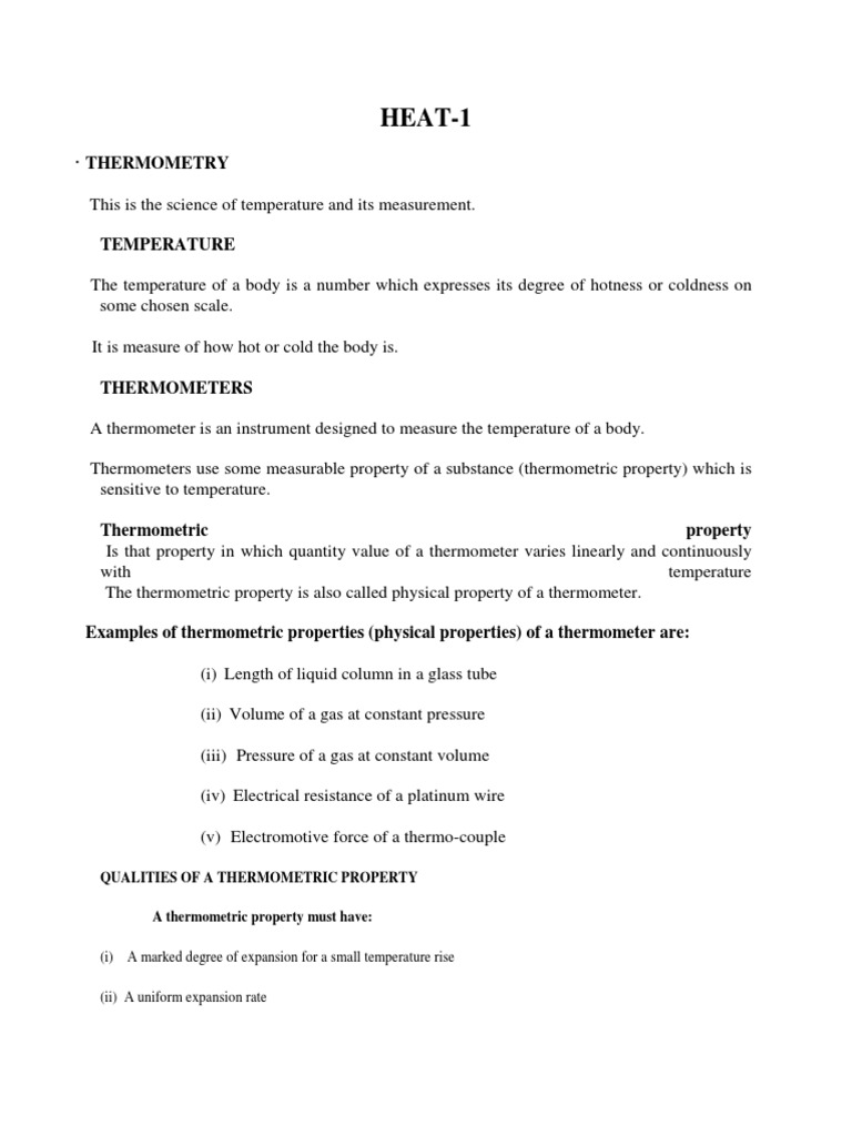 Heat 1 Pdf Thermometer Temperature