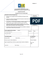 Proposal Form For LIC's Jeevan Shanti