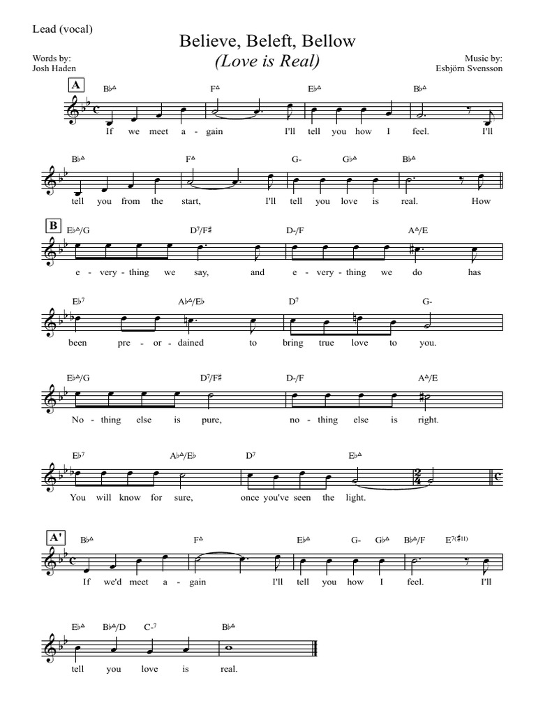Believe, Beleft, Bellow by E.S.T. - Lead Sheet | PDF