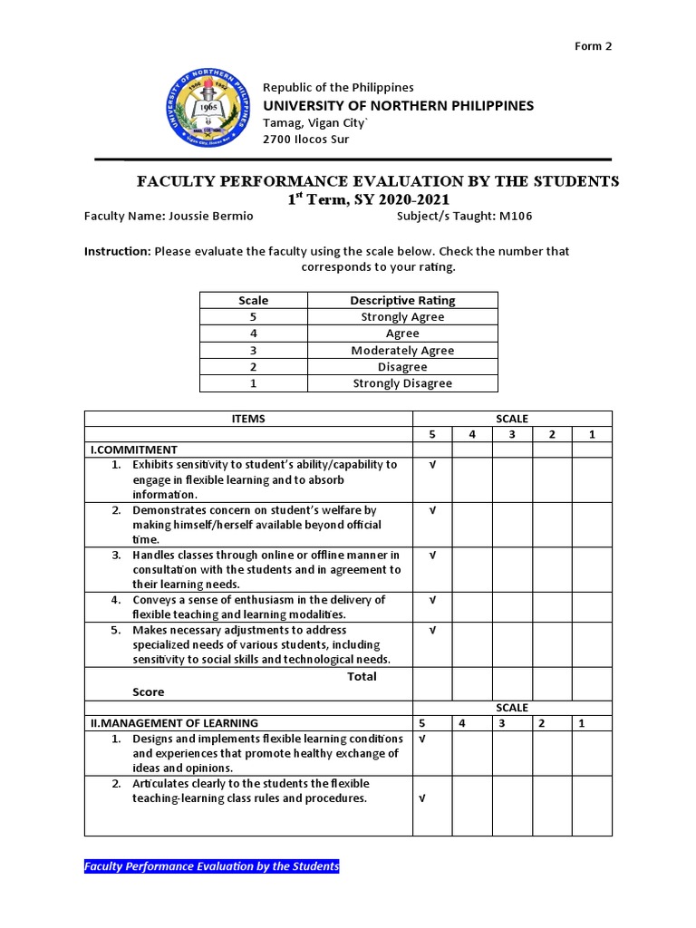 Faculty Performance Evaluation Form 2 | PDF | Multimedia | Learning