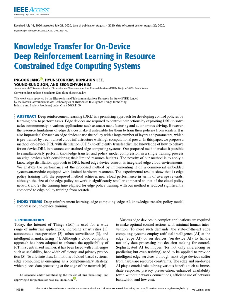 Knowledge Transfer For On-Device Deep Reinforcement Learning in ...