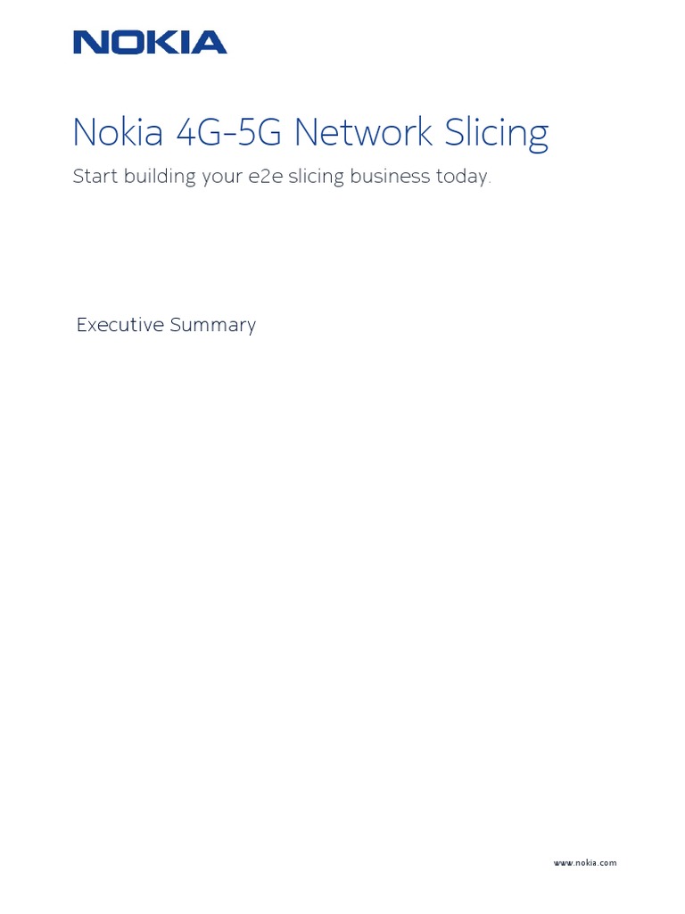 Nokia 4g 5g Network Slicing Executive Summary En Pdf 4 G Nokia