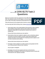 Latest 2016 IELTS Writing Task 2 Questions