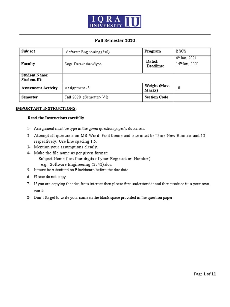 Software Engineering Assignment Fall 2020 | PDF | Medical Record | Data ...