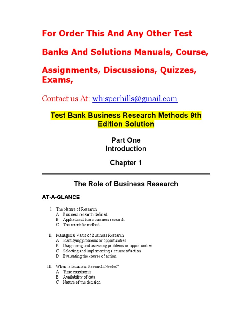 Test Bank Business Research Methods 9th Edition Solutiondoc | PDF ...