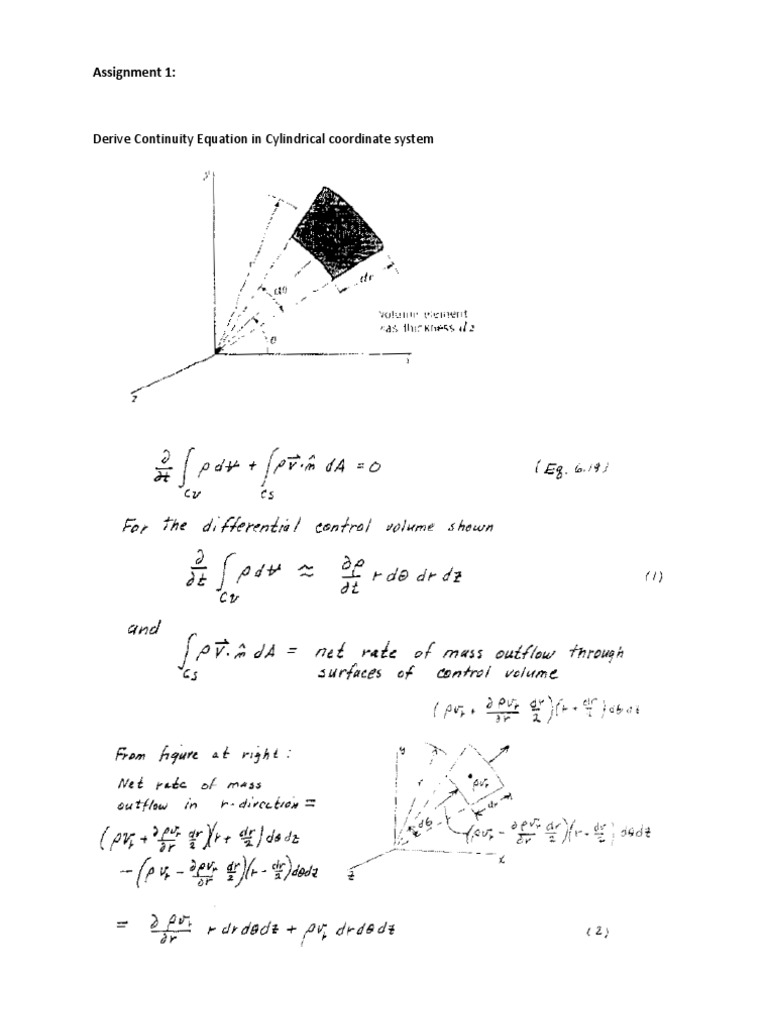 Continuity Equation in Cylindrical Coordinates | PDF | Scientific ...