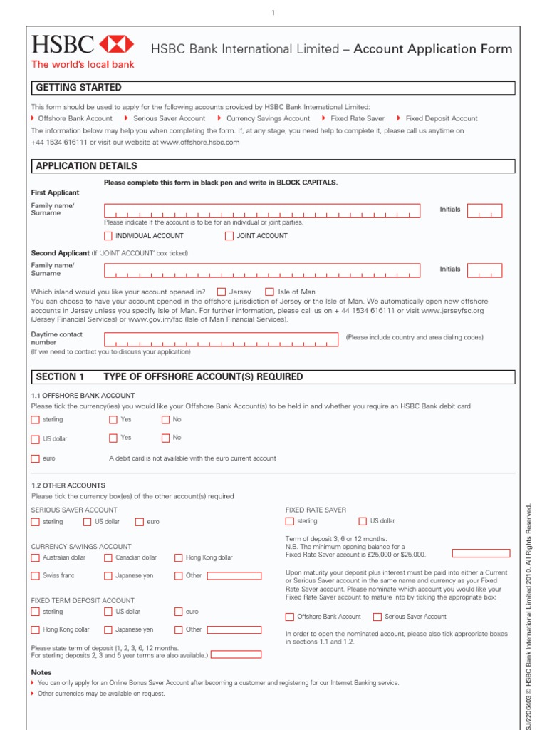 Hsbc Premier Appform Int Deposit Account Identity Document
