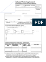 MTec - MDes Application Form - 2011 Iit Gawhathi