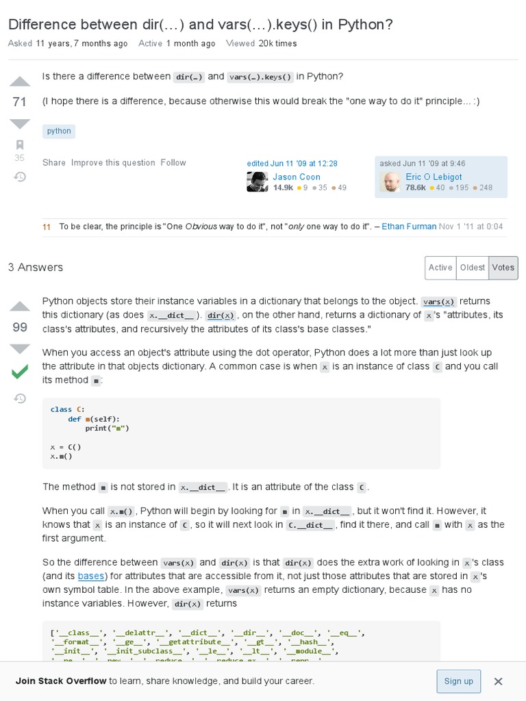 Difference Between Dir ( ) and Vars ( ) .Keys in Python PDF
