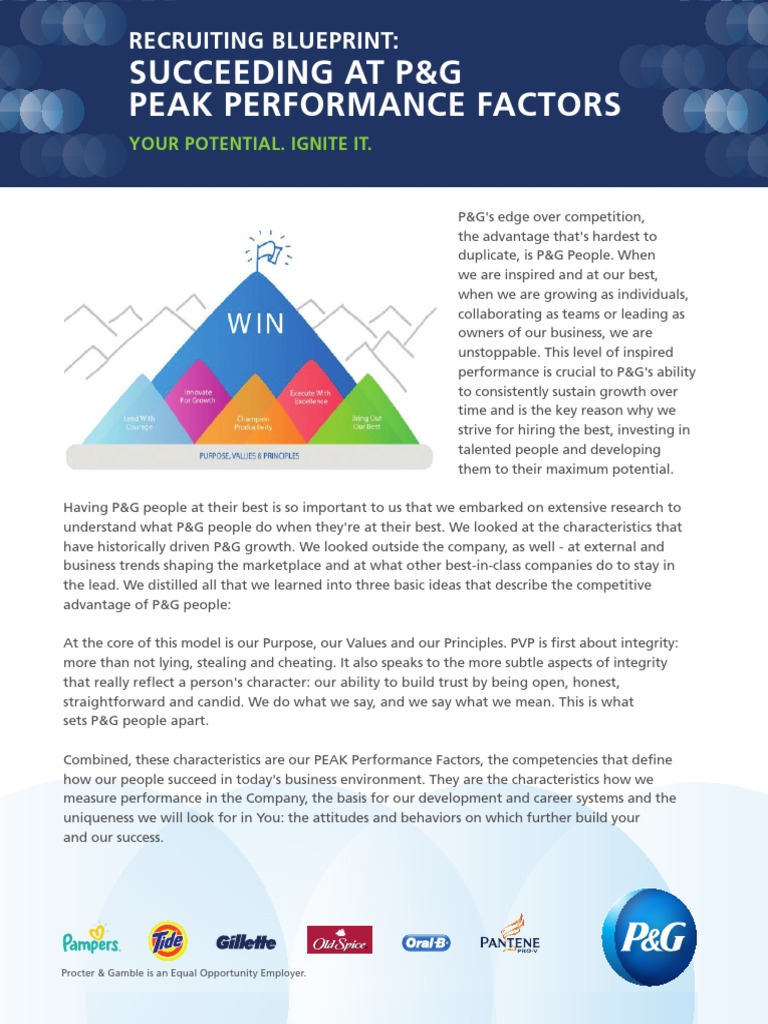 P&G Peak Performance Factors Explained | PDF | Procter & Gamble ...