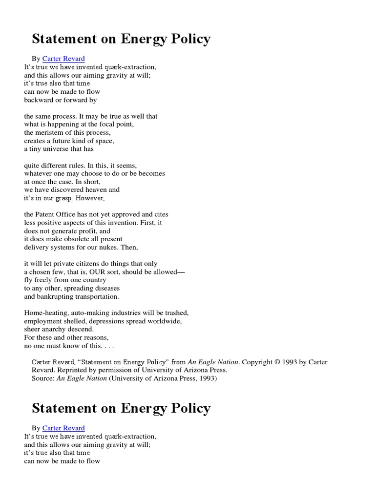 Statement On Energy Policy | PDF | Intellectual Property Law ...
