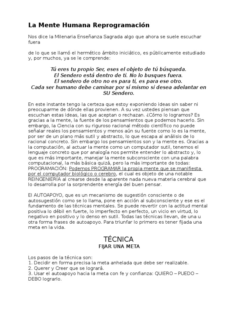 Reprogramación Mental para el Éxito | PDF | Mente | Conocimiento