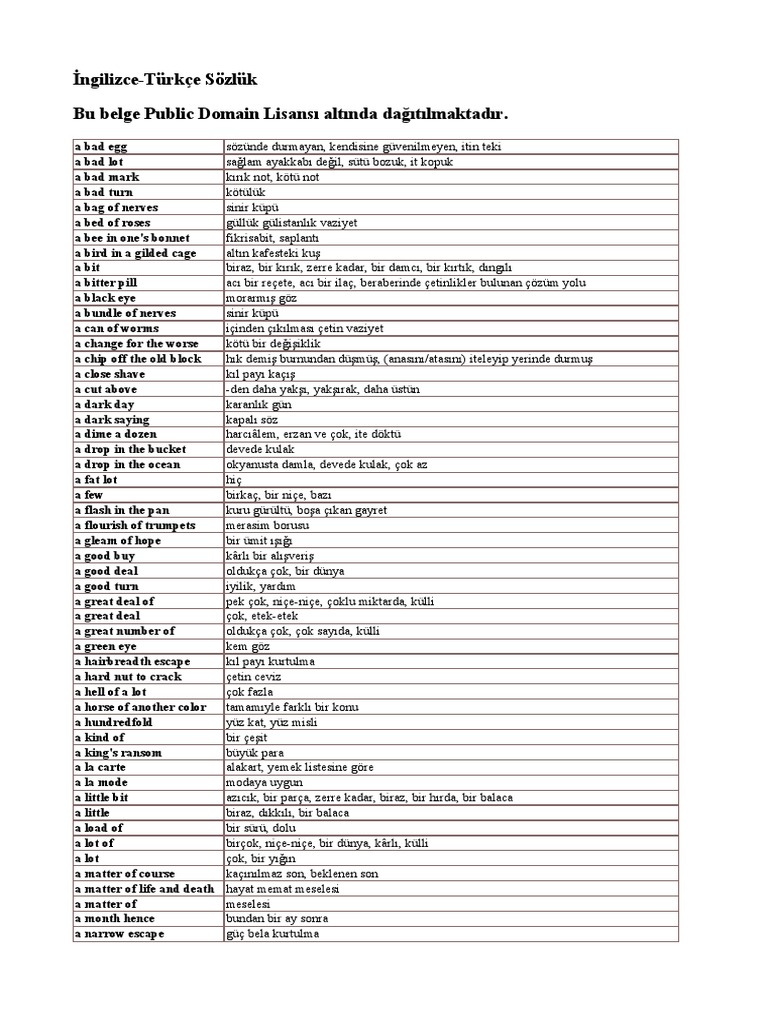 İngilizce PDF Sözlük İndir