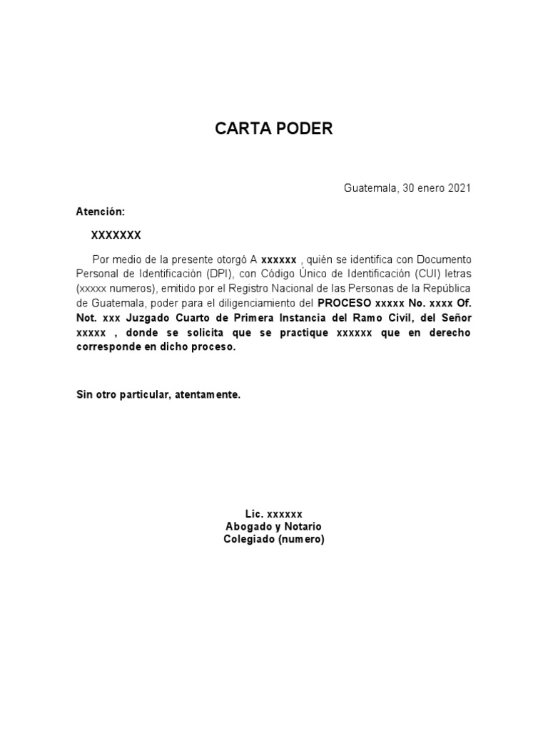 Modelo Carta Poder - Guatemala | PDF