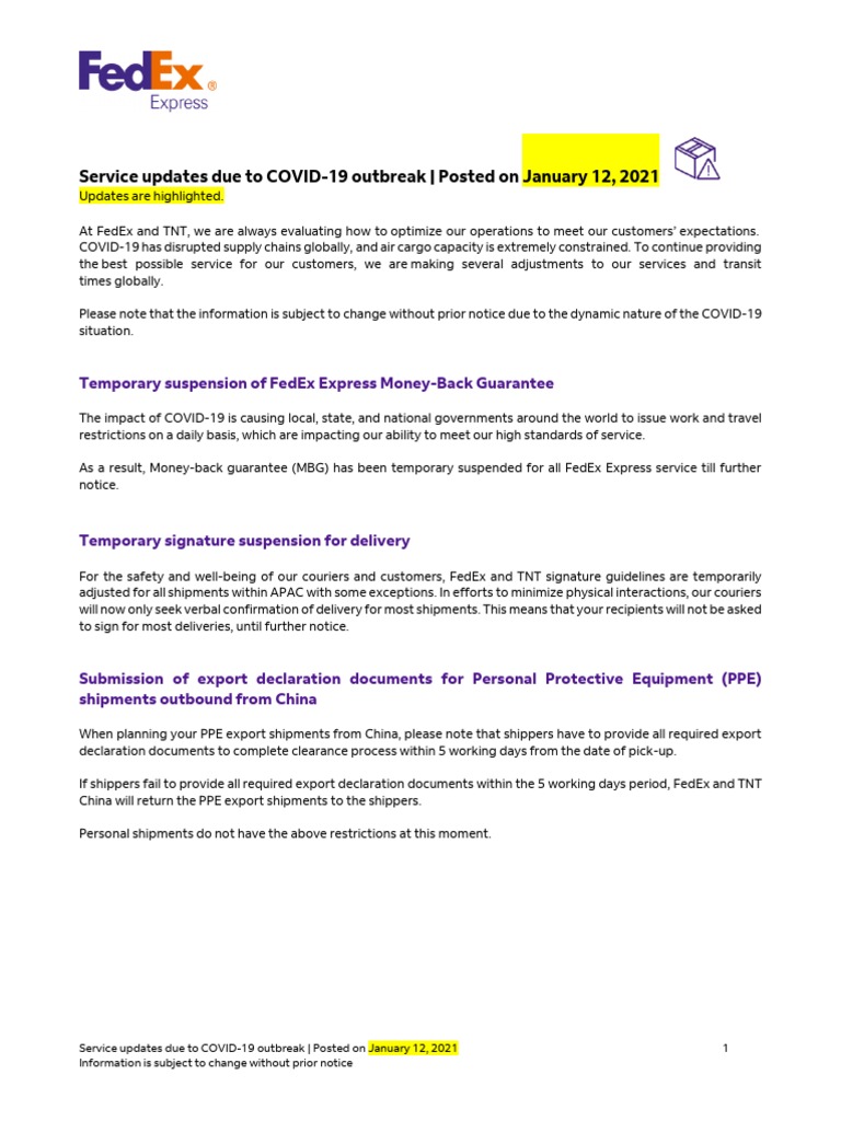 Fedex Covid Service Update en Apac | PDF | British Empire | Courier