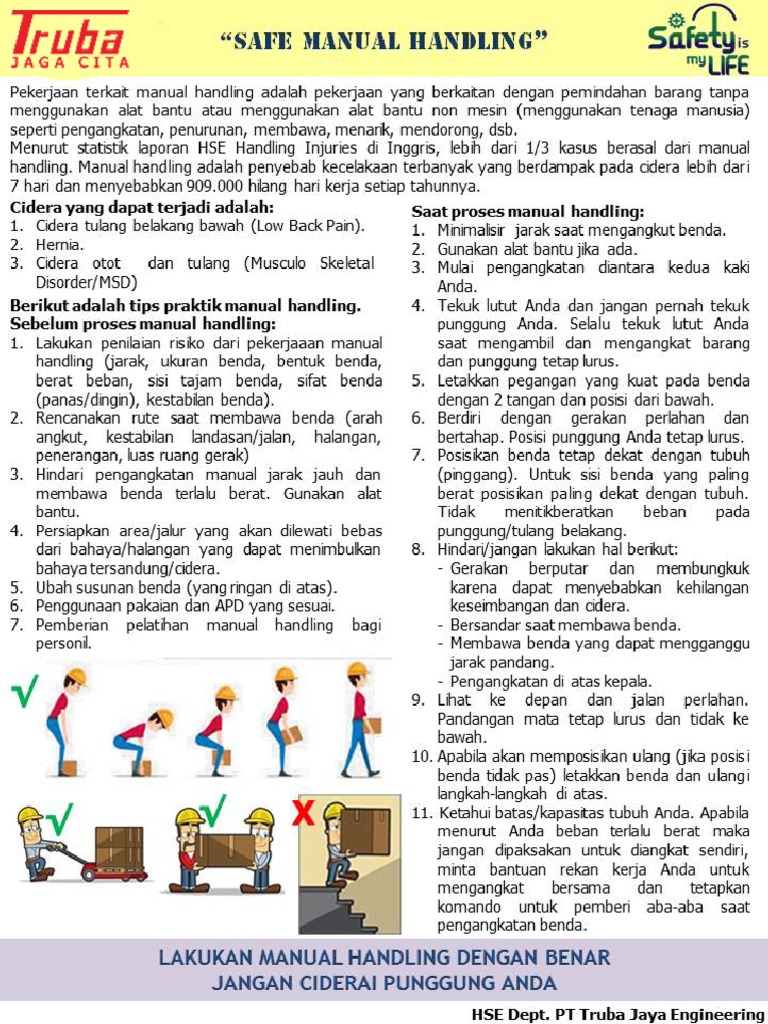 TJC HSE Alert Manual Handling PDF