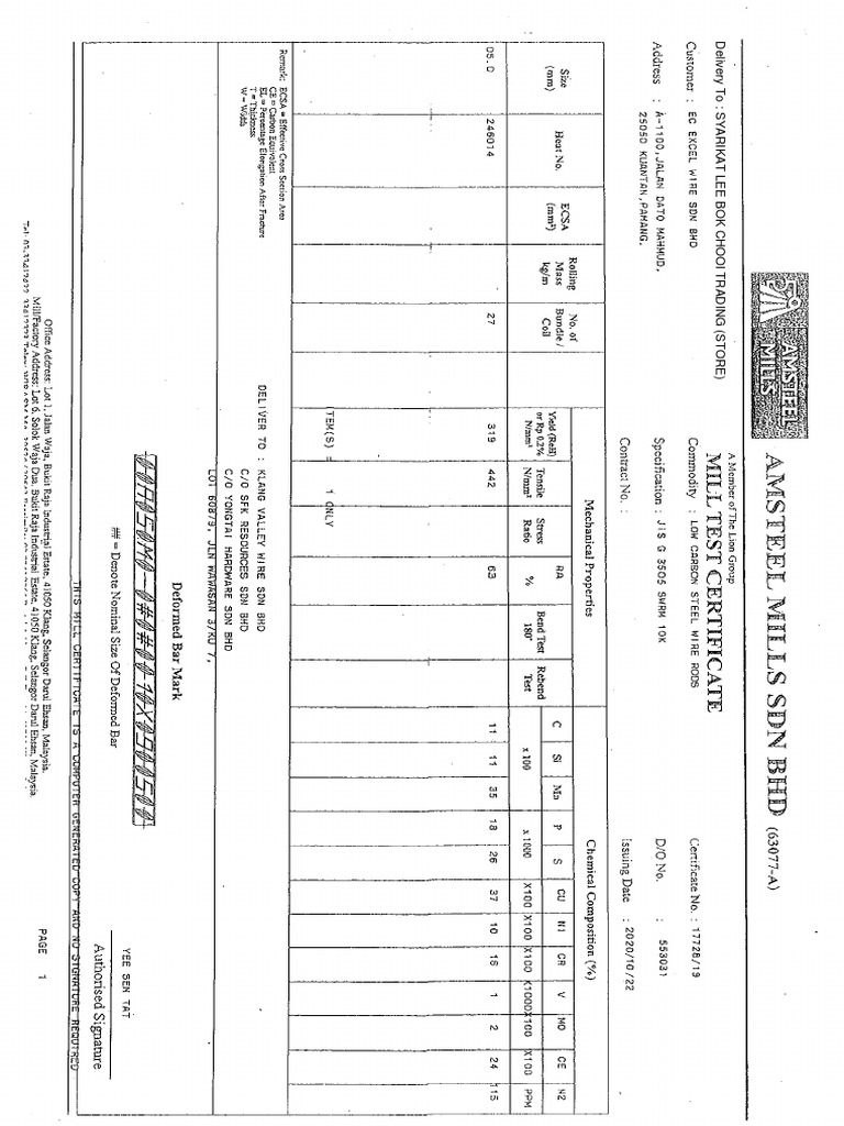 Mill Certificate | PDF