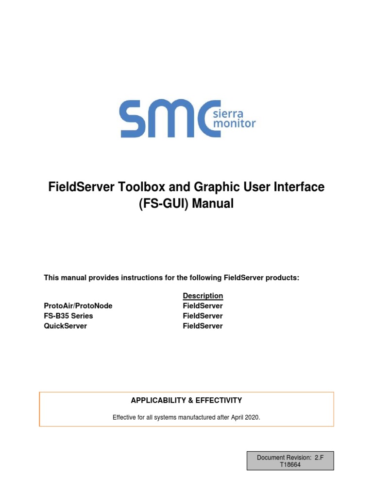 Fieldserver Toolbox and Graphic User Interface (FsGui) Manual PDF