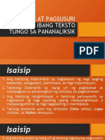 PAGBASA AT PAGSUSURI SA IBA'T IBANG TEKSTO TUNGO Part 2