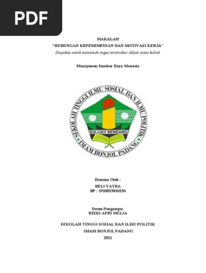 Makalah Belli Yatra Hubungan Kepemimpinan Dan Motivasi Kerja Pdf