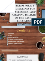 Interim Policy Guidelines For Assessment and Grading in Light of The Basic Education Learning Continuity Plan