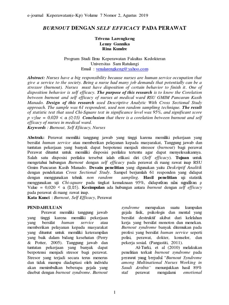 Burnout Self Efficacy | PDF | Karier & Perkembangan | Sains & Matematika