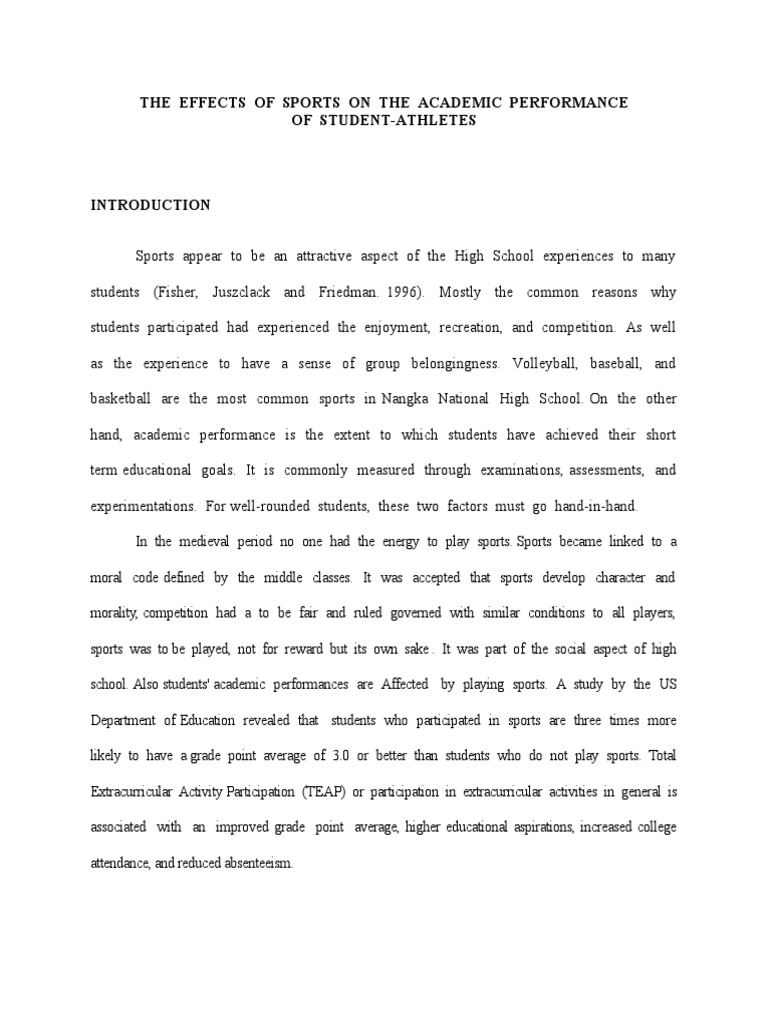 The Effects of Sports On The Academic Performance of Student-Athletes ...