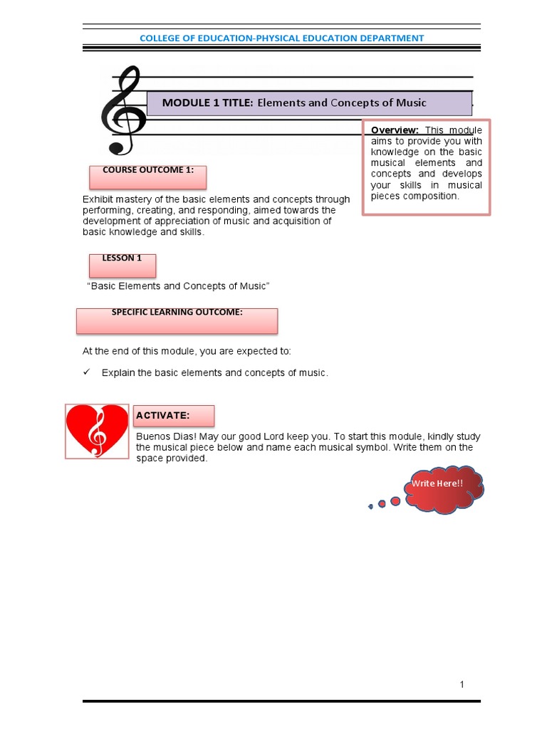 Module 1 - 2.1 Maam Gemota540 | PDF | Clef | Musical Compositions