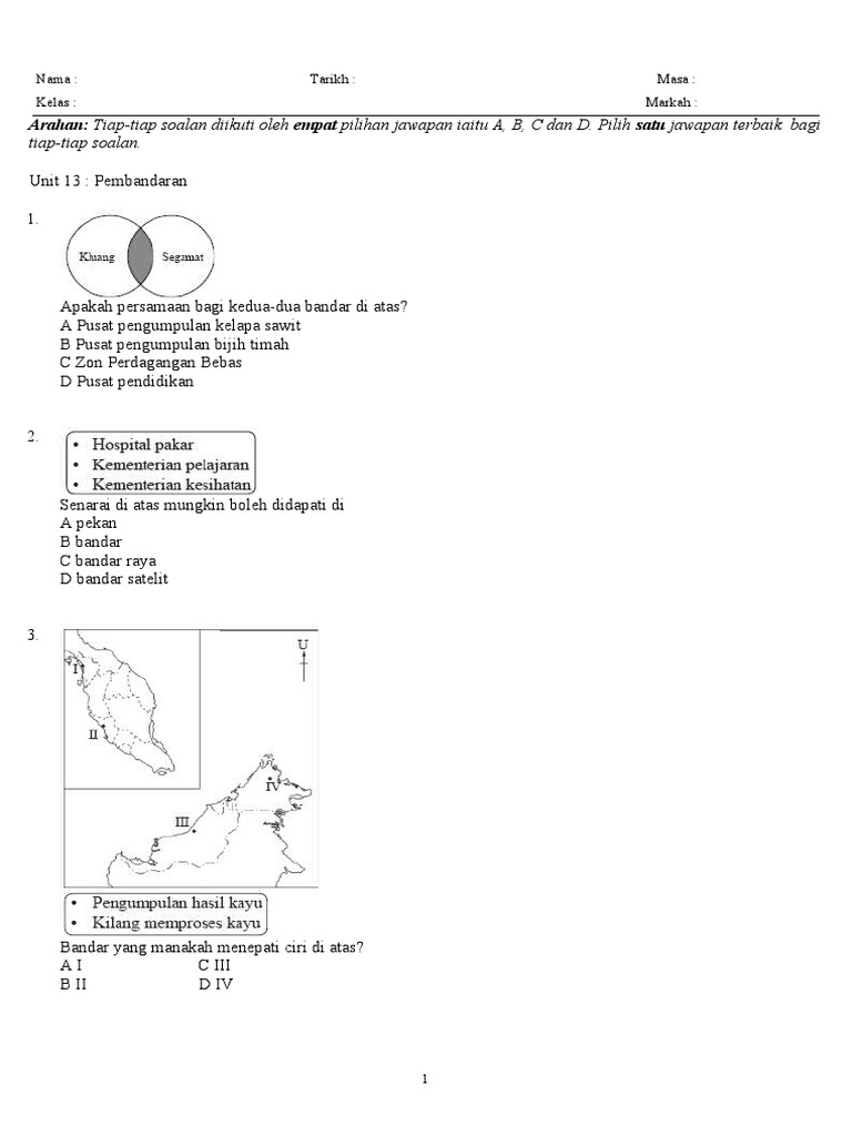 Soalan Peperiksaan Awal Tahun Geografi Tingkatan 3 - Helowinx