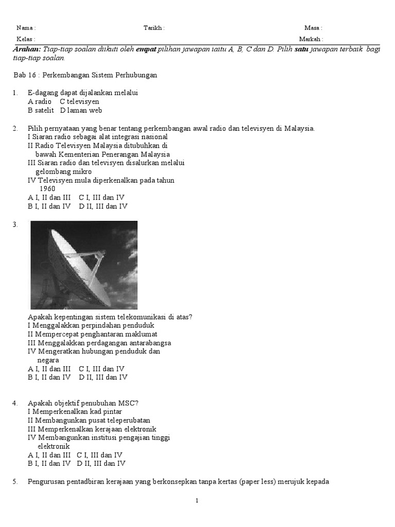 Latihan geo ting.2: Bab 16 - an Sistem Perhubungan