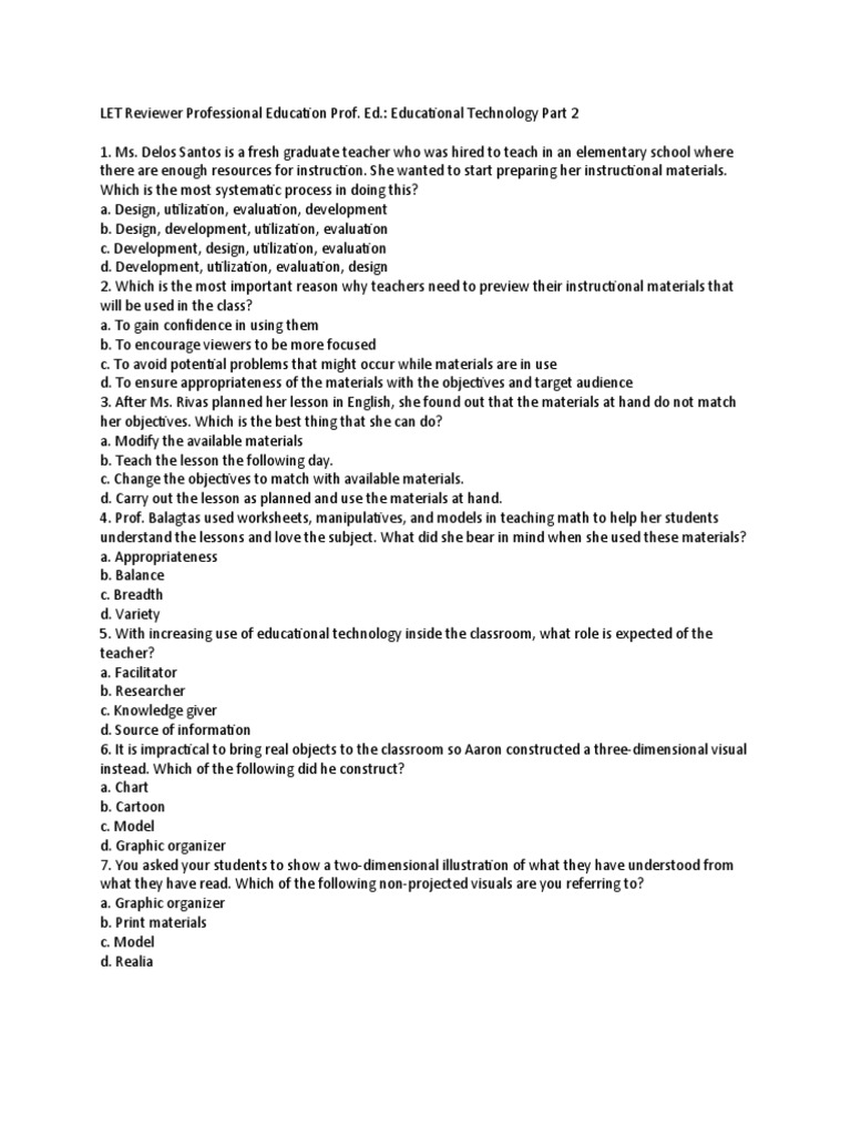 Educational Technology Review Questions | PDF | Educational Technology ...