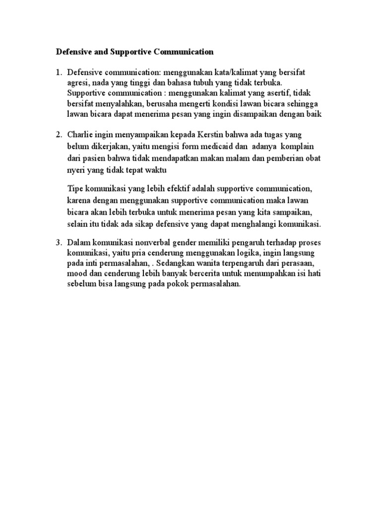 Komunikasi Defensif vs Supportif | PDF | Kesehatan Holistik | Sains ...