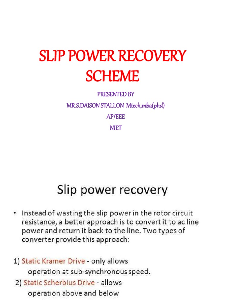 Slip Power Recovery Schemes Explained | PDF | Electric Motor | Rectifier
