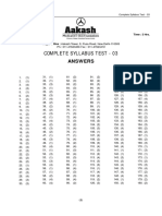 Complete Syllabus Test - 03: Answers