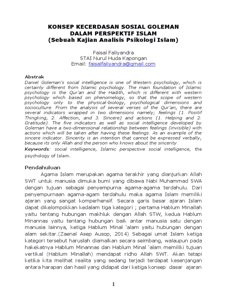 Kecerdasan Sosial dalam Islam | PDF | Ilmu Sosial | Sains & Matematika