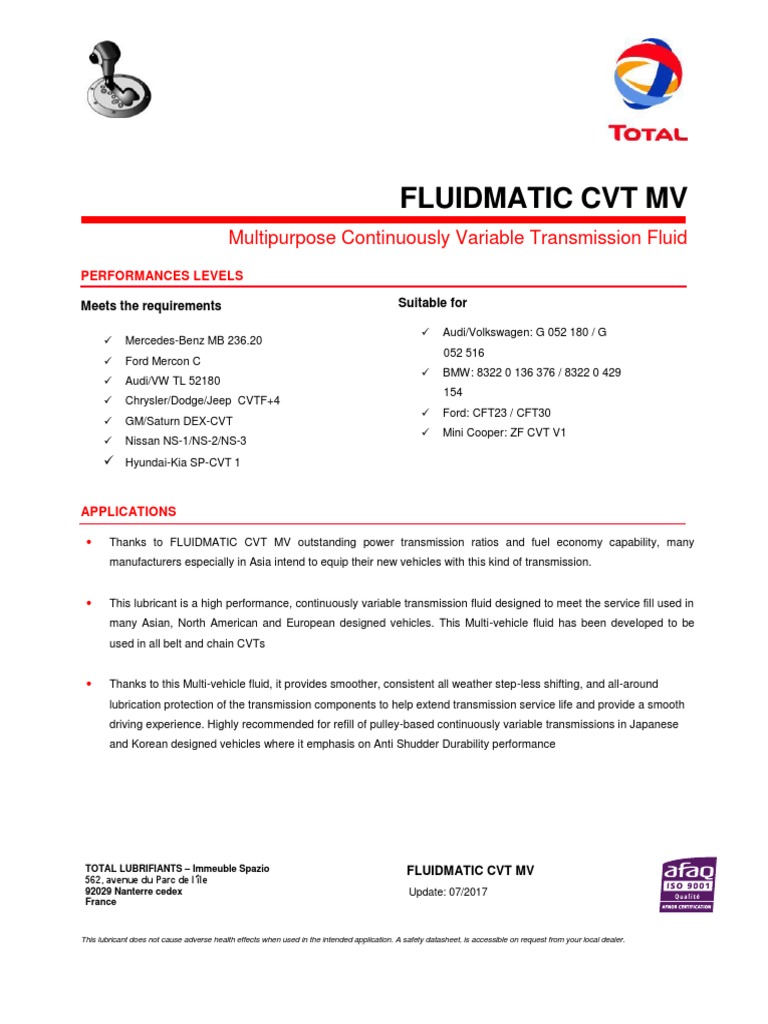 Fluidmatic CVT MV: Multipurpose Continuously Variable Transmission ...