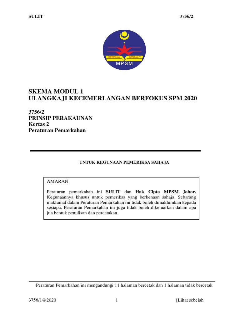 Johor Mpsm Skema Prinsip Perakaunan K2 Trial Spm 2020 Pdf