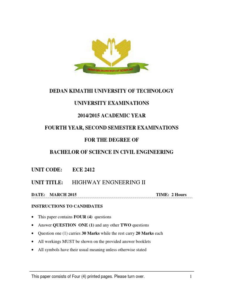 Highway Engineering II Exam Paper | PDF | Road Surface | Asphalt