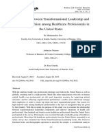 Relationship Between Transformational Leadership and Employee Retention Among Healthcare Professionals in The United States