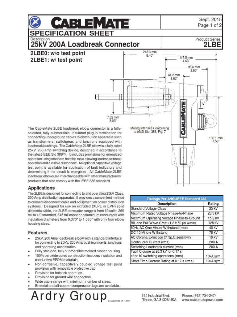 INCOMING LOADBREAK ELBOW CONNECTOR - Catalog 2LBE1H02C05 PDF | PDF ...
